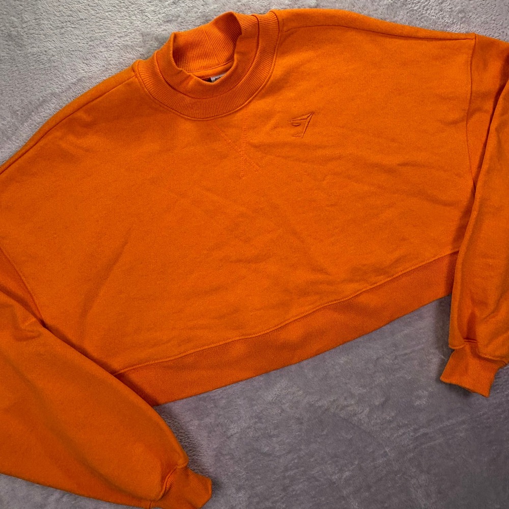 Gymshark Womens Pullover Size M Orange Rest Day Sweats Cropped‎ B3A9W